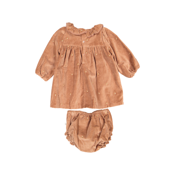 BABY BELLE DRESS/BLOOMER SET-VELVET Blush W/ Embroidey