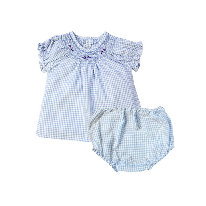 BABY BLOUSE MERYL/BLOOMER SET-Vichy Bleu Vintage