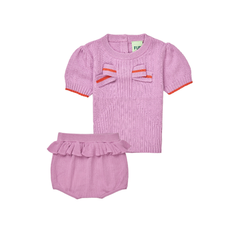 6125/6225-BABY BOW TEE/RUFFLE SHORTS-Orchid