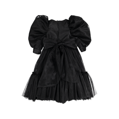 AW23-18-JACKIE DRESS (SHORT)-Black Tulle