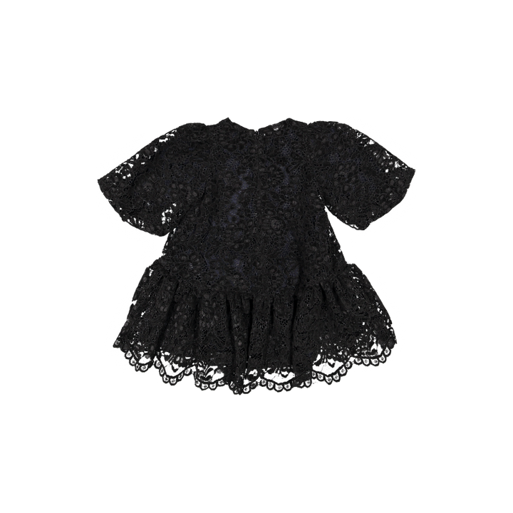 AW24-01/3-Aria dress with sleeves-Black velvet lace