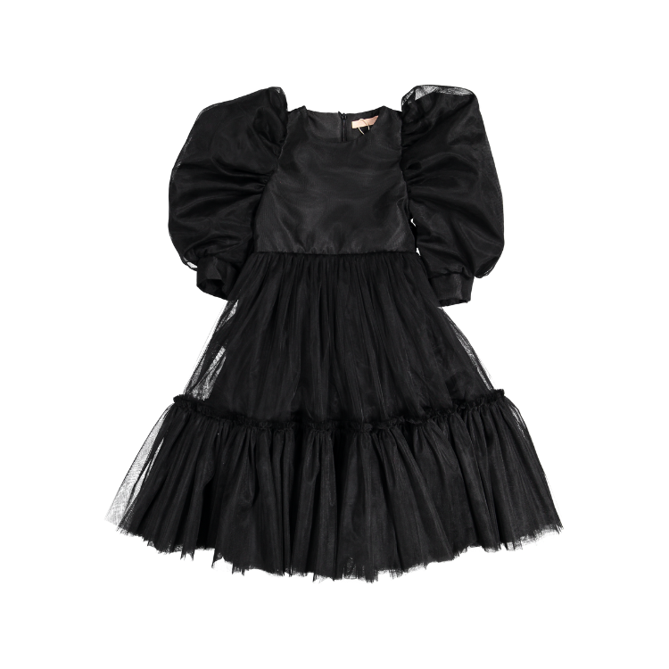 AW23-18-JACKIE DRESS (SHORT)-Black Tulle