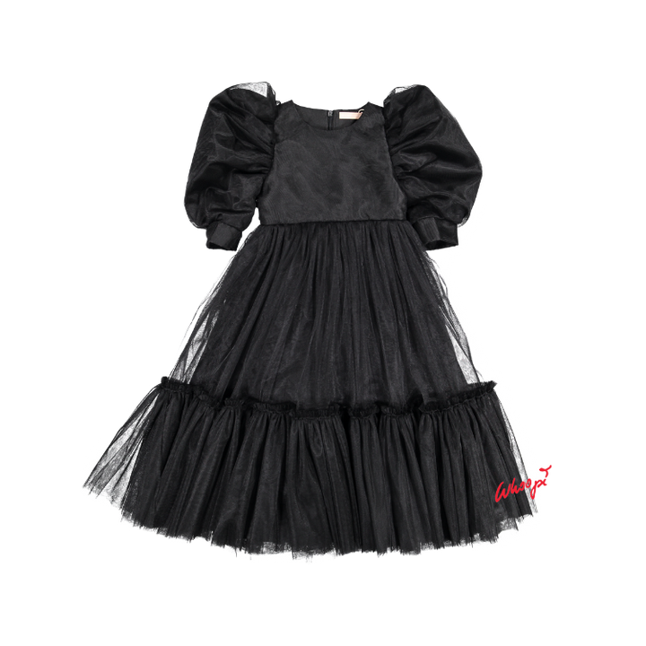 AW23-55-JACKIE DRESS(LONG)-Black Tulle 18 YRS