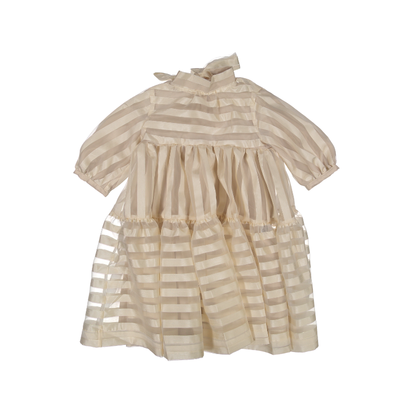 AW24-08/01-Elanie dress-ivory striped organza