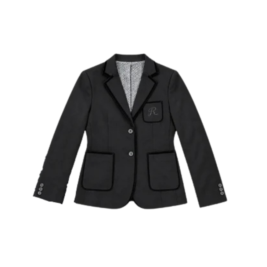 RVAWJ2001BK JERSEY JACKET WITH BLACK VELVET TRIMING - BLACK