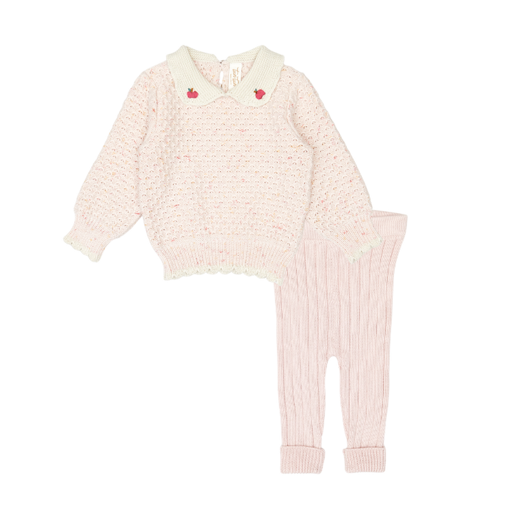 NF005SN/015PK-Lily Sweater/Legging SET-Rose confetti/natural