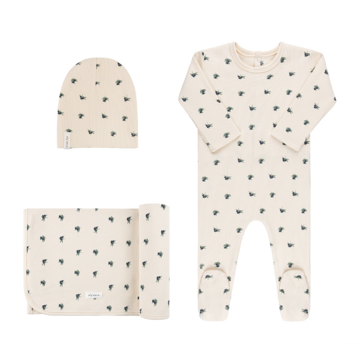 WAFFLE OLIVE COLLECTION-3 PC SET-Cream/Navy