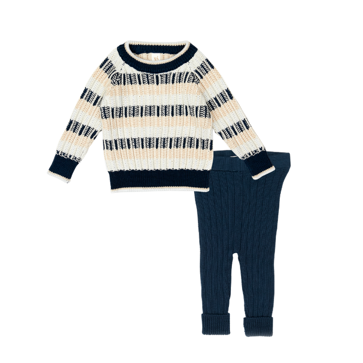 NF007/016-Mason Sweater/Legging SET-Navy/oatmeal/light blue