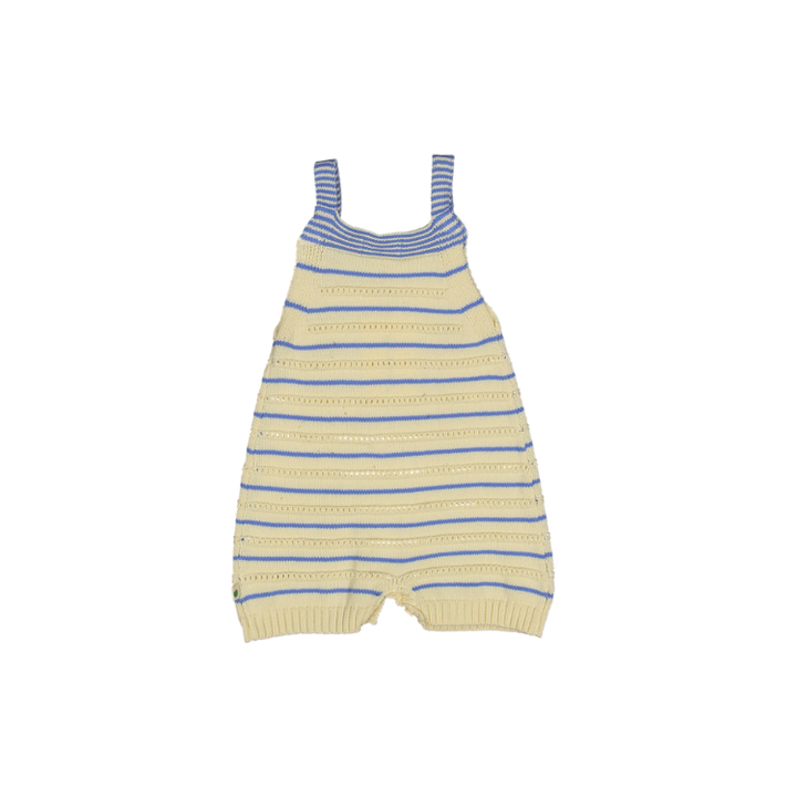 CORFU 3669-POINTELLE STRIPE SHORTY ROMPER-BLUE