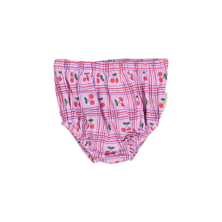 SS26.USABB2608C-BABY BLOOMERS LILAC  YELLOW W/ CHERRIES ALL OVER