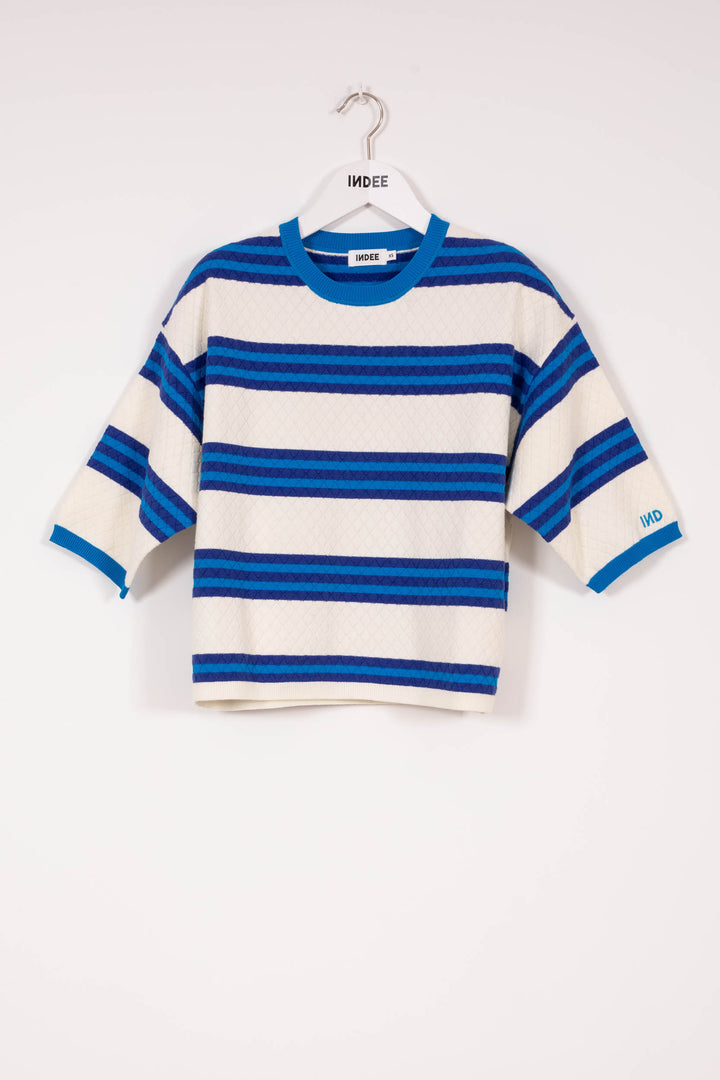 KNIT SWEATER VELVET-BLUE