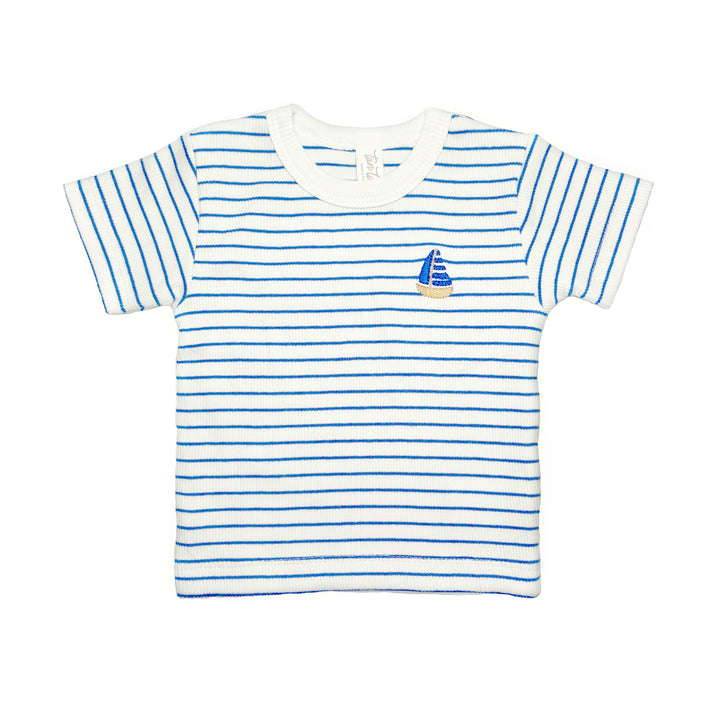 vr005/vroo7 short sleeve top/shorts set-Blue Stripes