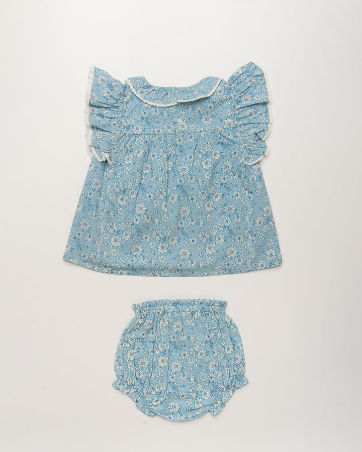VICKY BABY DRESS-BLUE FLORAL