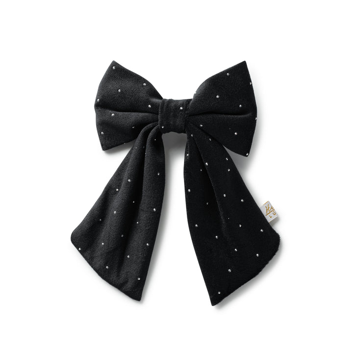 viviec001-Vivienne studded velveteen medium clip-black