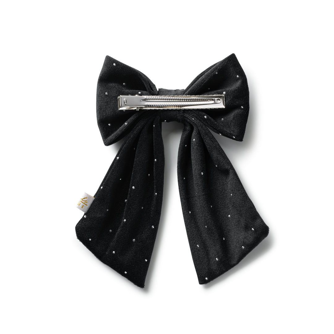 viviec001-Vivienne studded velveteen medium clip-black