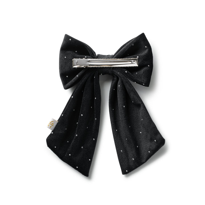 viviec001-Vivienne studded velveteen medium clip-black