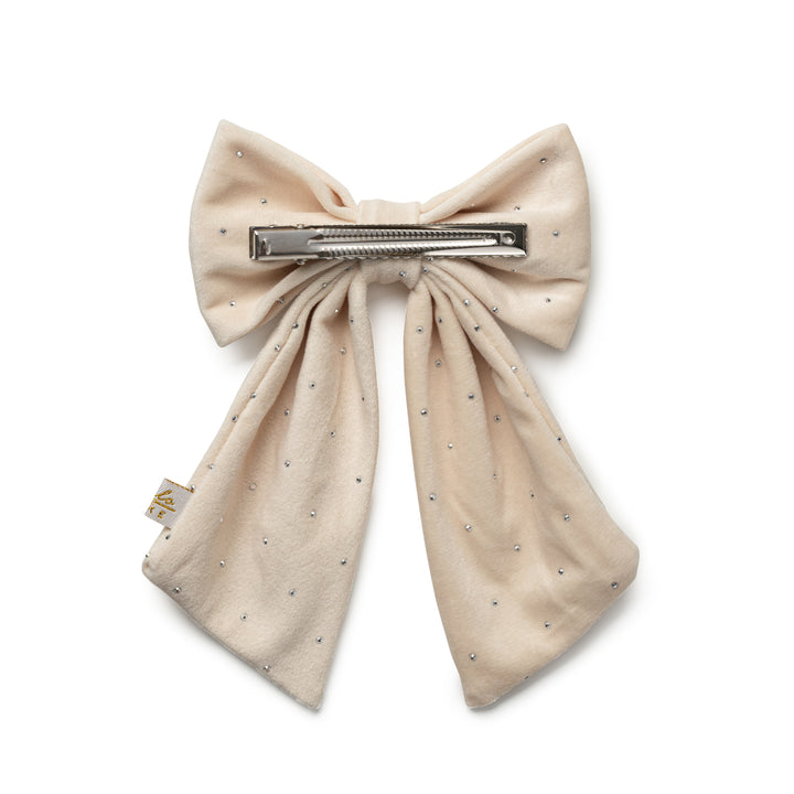 viviec004-Vivienne studded velveteen medium clip-ecru