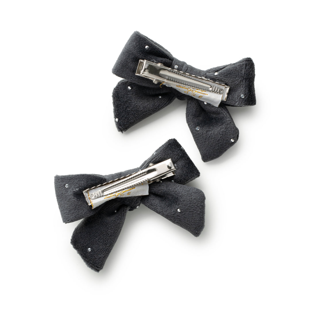 viviedc002-Vivienne studded velveteen double clip-charcoal