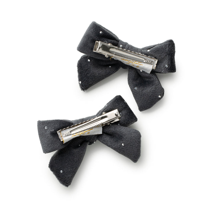 viviedc002-Vivienne studded velveteen double clip-charcoal