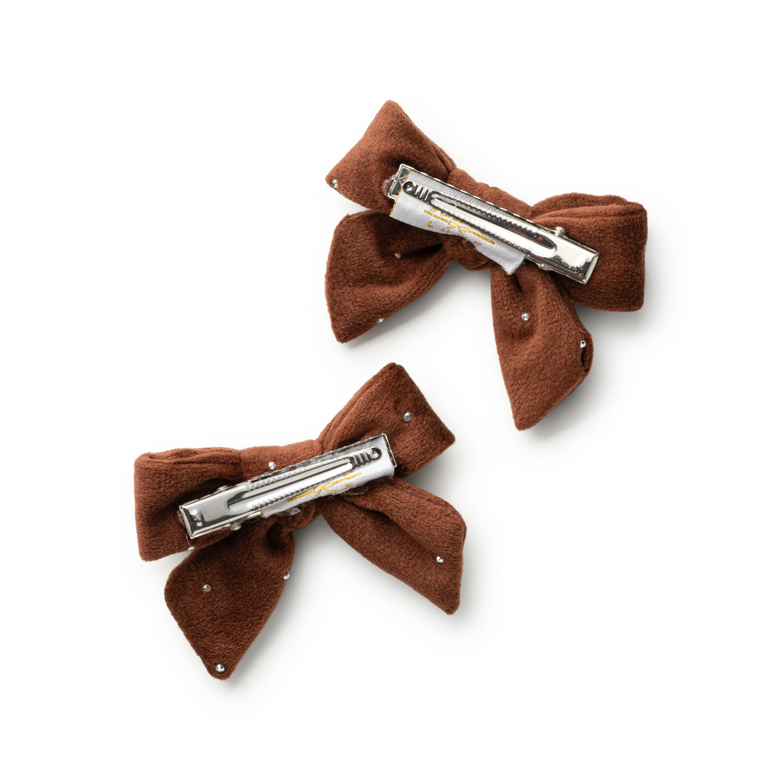 viviedc003-Vivienne studded velveteen double clip-chocolate