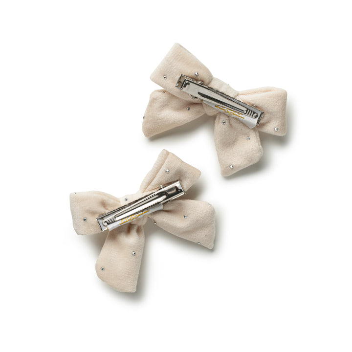 viviedc004-Vivienne studded velveteen double clip-ecru