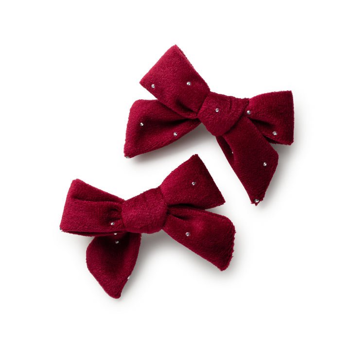 viviedc005-Vivienne studded velveteen double clip-scarlet