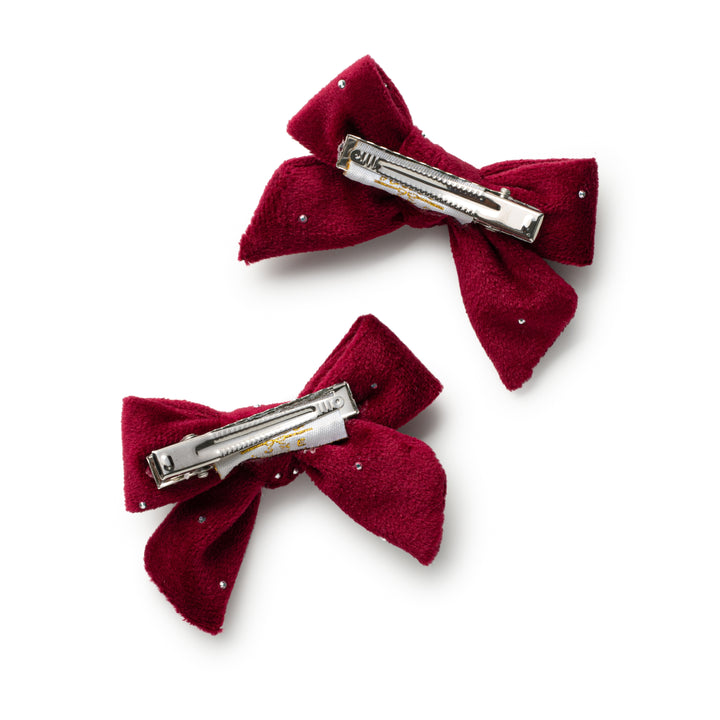 viviedc005-Vivienne studded velveteen double clip-scarlet