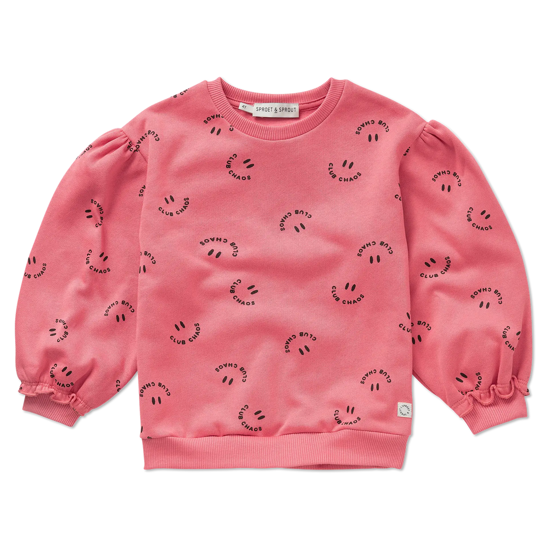 2441 SWEATSHIRT CLUB CHAOS PRINT PINK - BLOOM