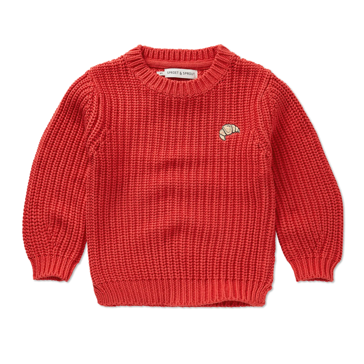 2457 SWEATER CABLE KNIT RED - VIVID RED