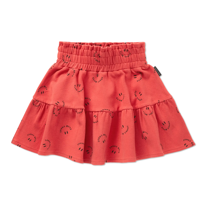 2503 SMOCK SKIRT CLUB CHAOS PRINT - VIVID RED