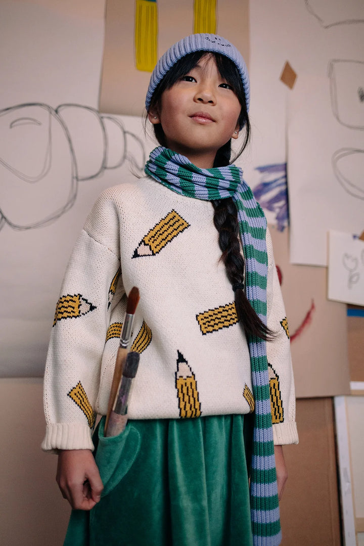 2434 SWEATSHIRT PENCILS COLOUR PRINT - GREY MELEE