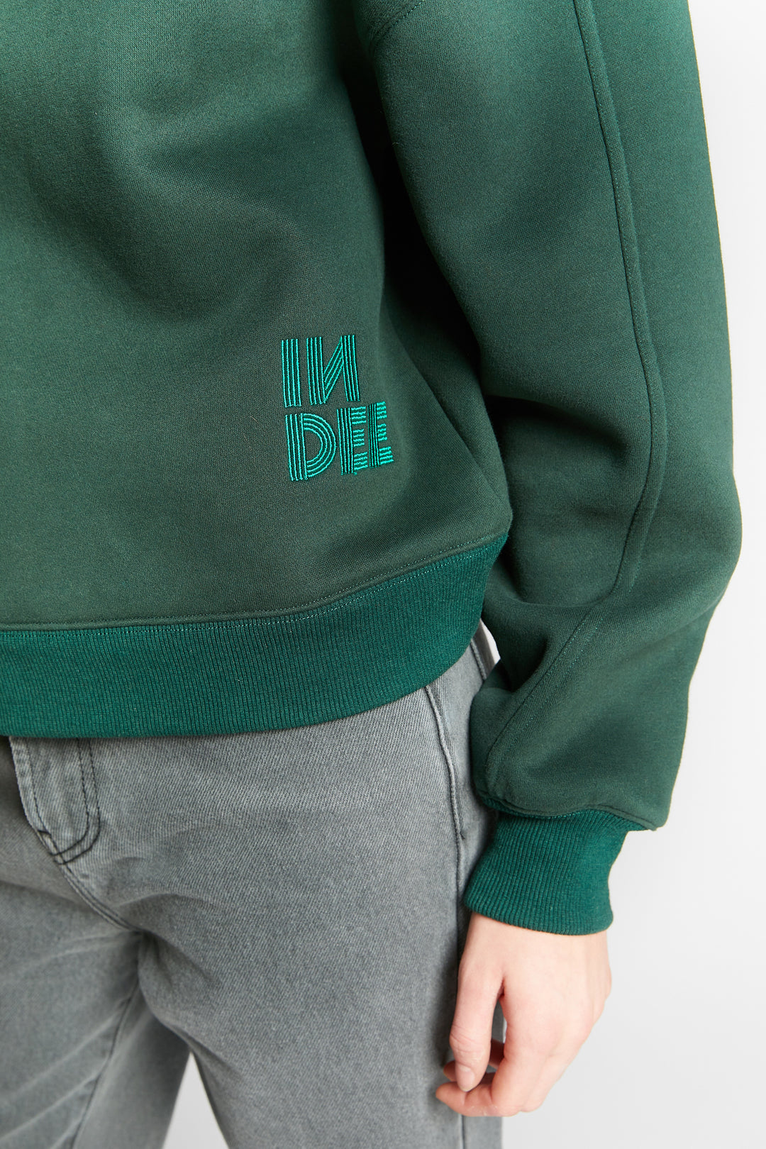 WAKAME ROUND NECK SWEAT SHIRT - FOREST GREEN