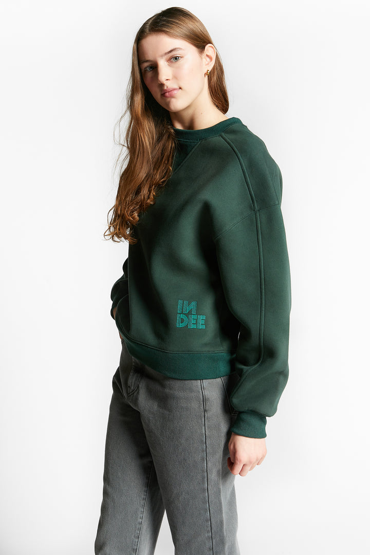 WAKAME ROUND NECK SWEAT SHIRT - FOREST GREEN
