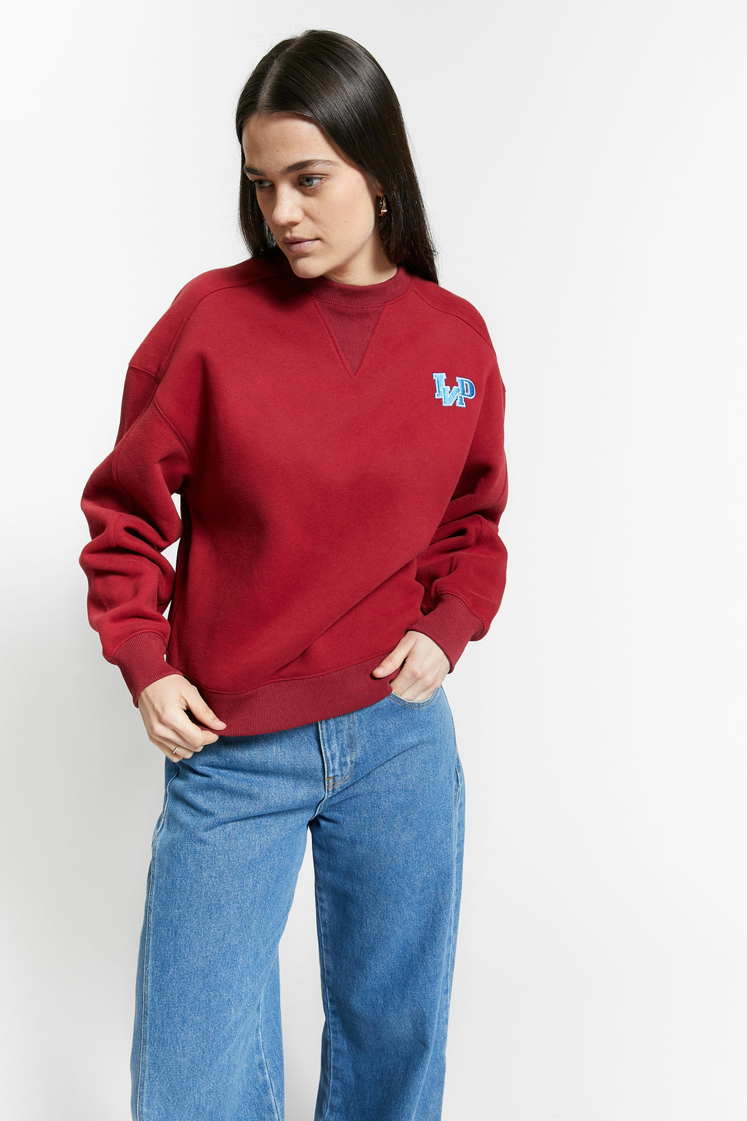 WAKAME ROUND NECK SWEAT SHIRT - MERLOT RED