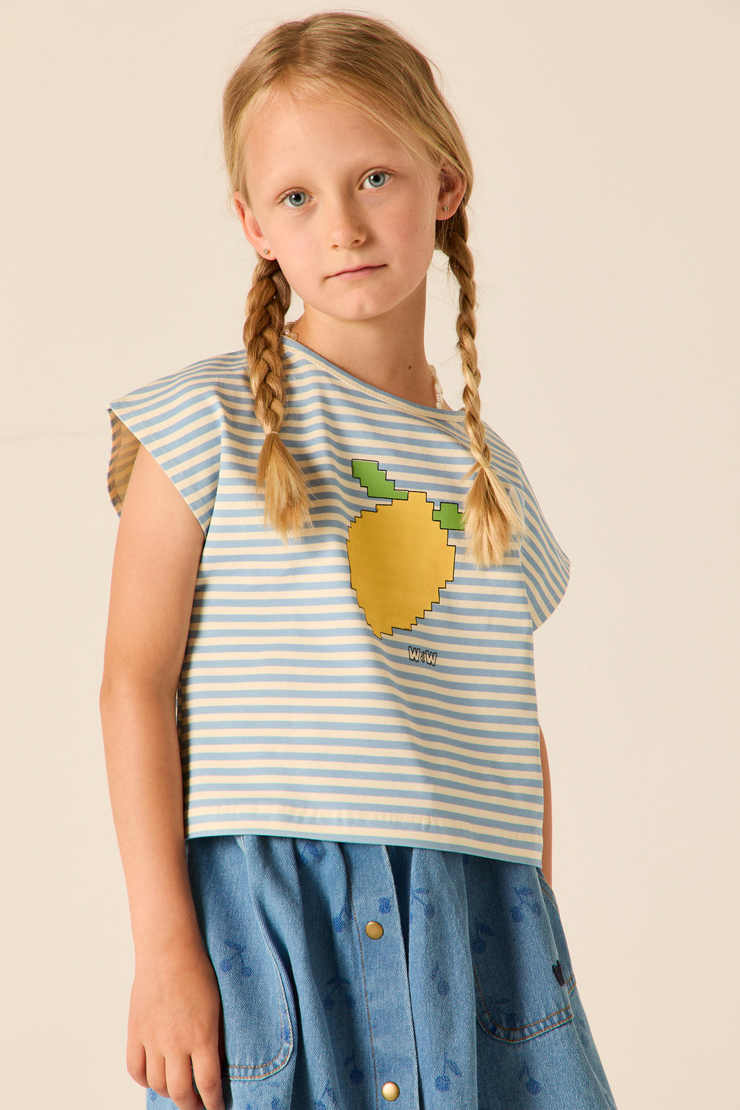 E26118 SQUARE CROP TOP - MIST STRIPE