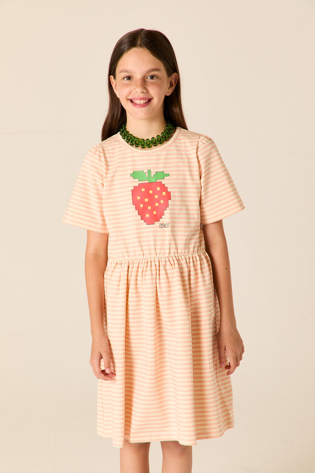 E26115L LOWRI DRESS - BLUSH STRIPE