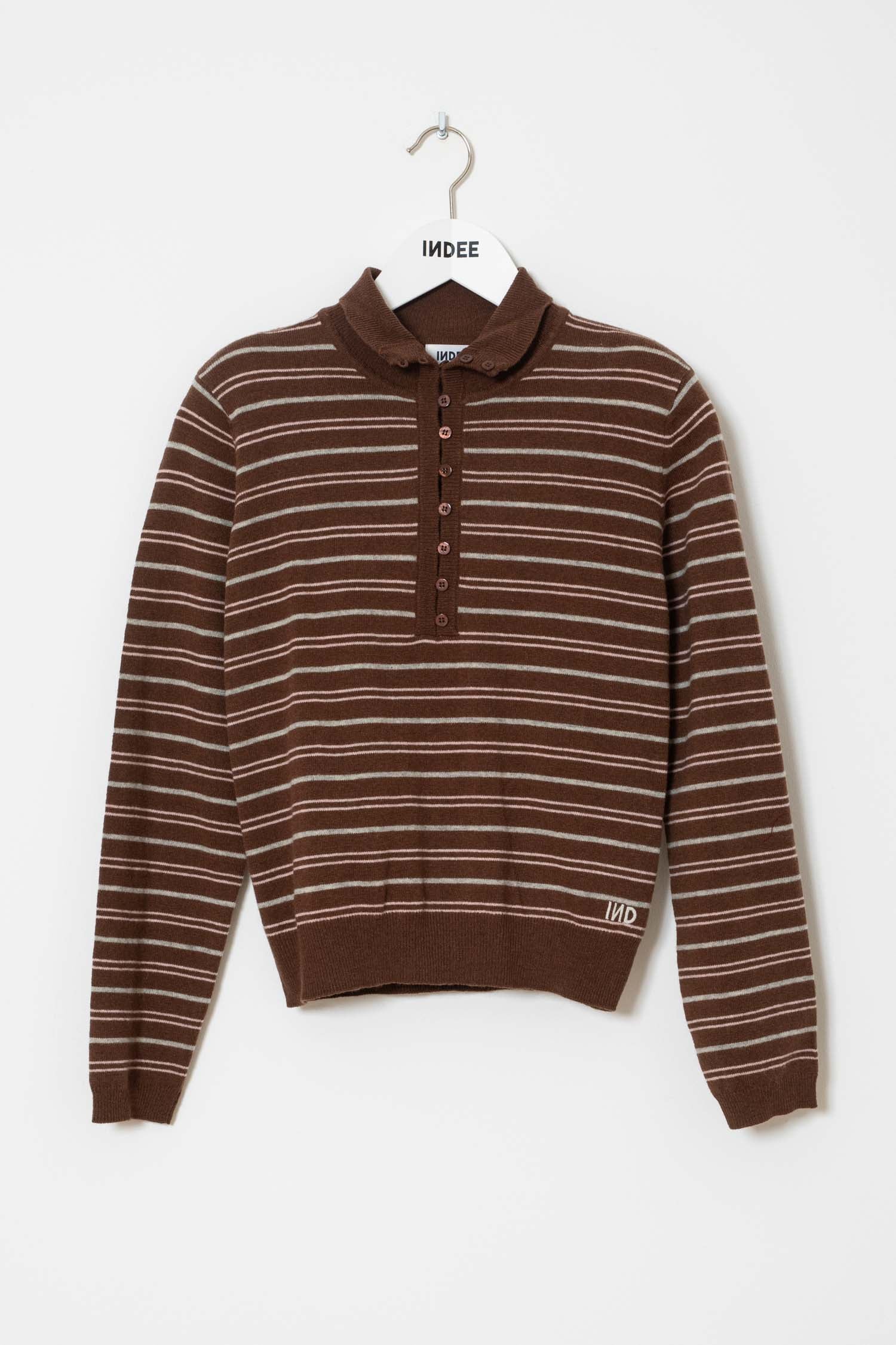 WEBCAM STRIPED PULLOVER WITH BUTTONS - COFFEE – whoopikids