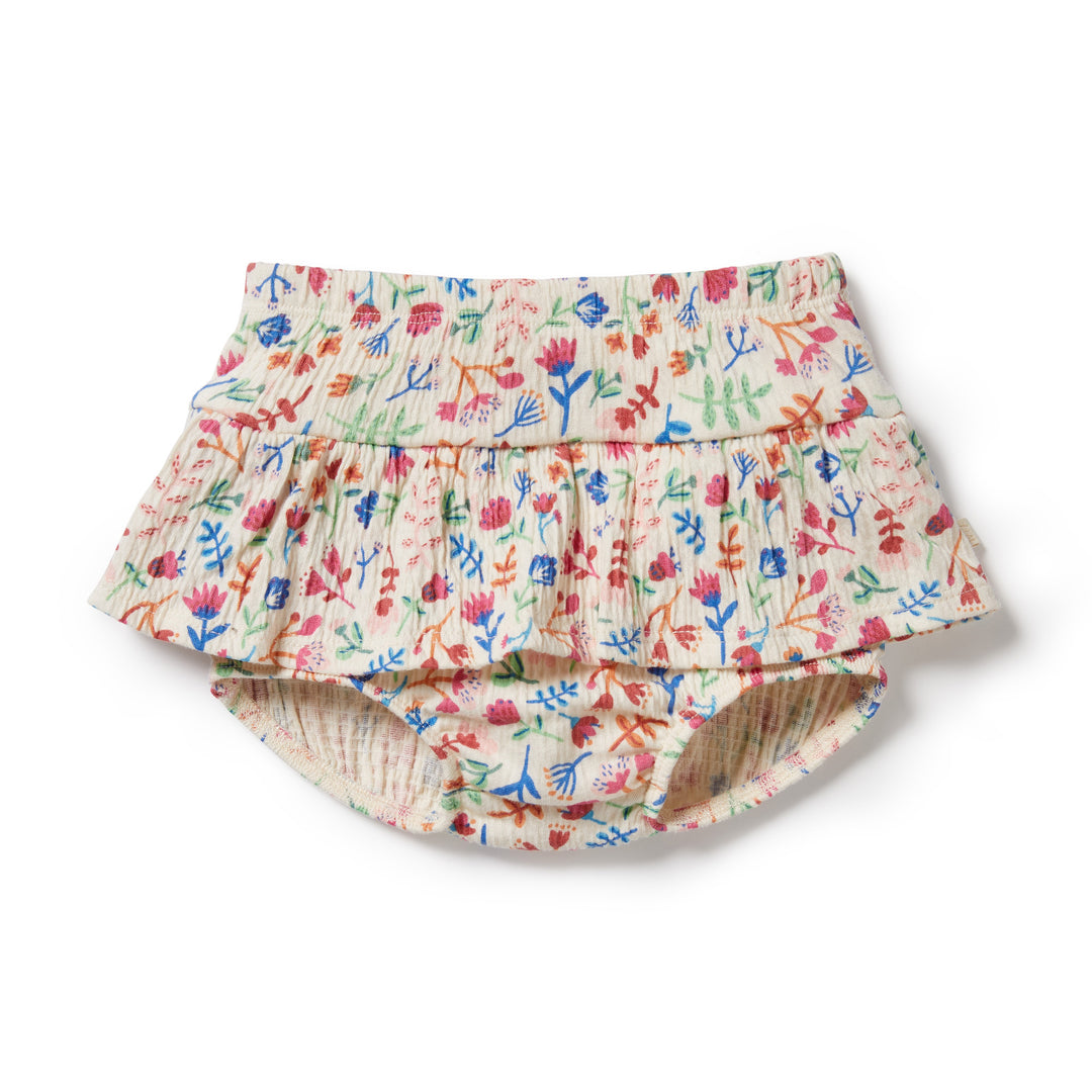 Crinkle Ruffle Nappy Pant-Troical Garden