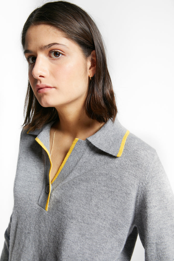 WINNER POLO COLLAR PULLOVER - GREY