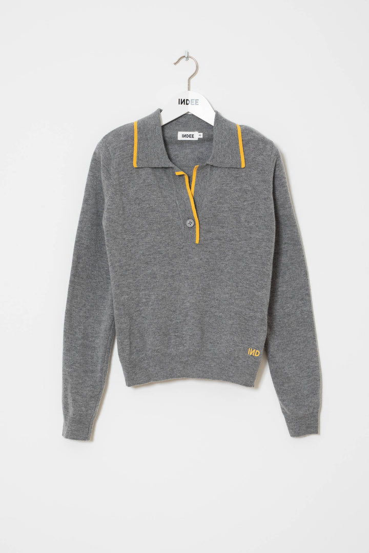 WINNER POLO COLLAR PULLOVER - GREY