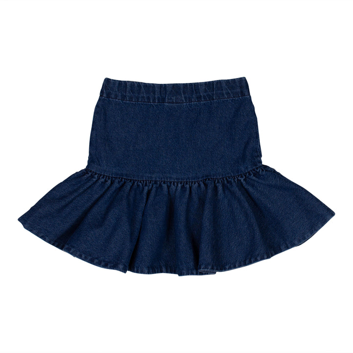 W106-LONGER PUFF SKIRT-INDIGO MID WASH