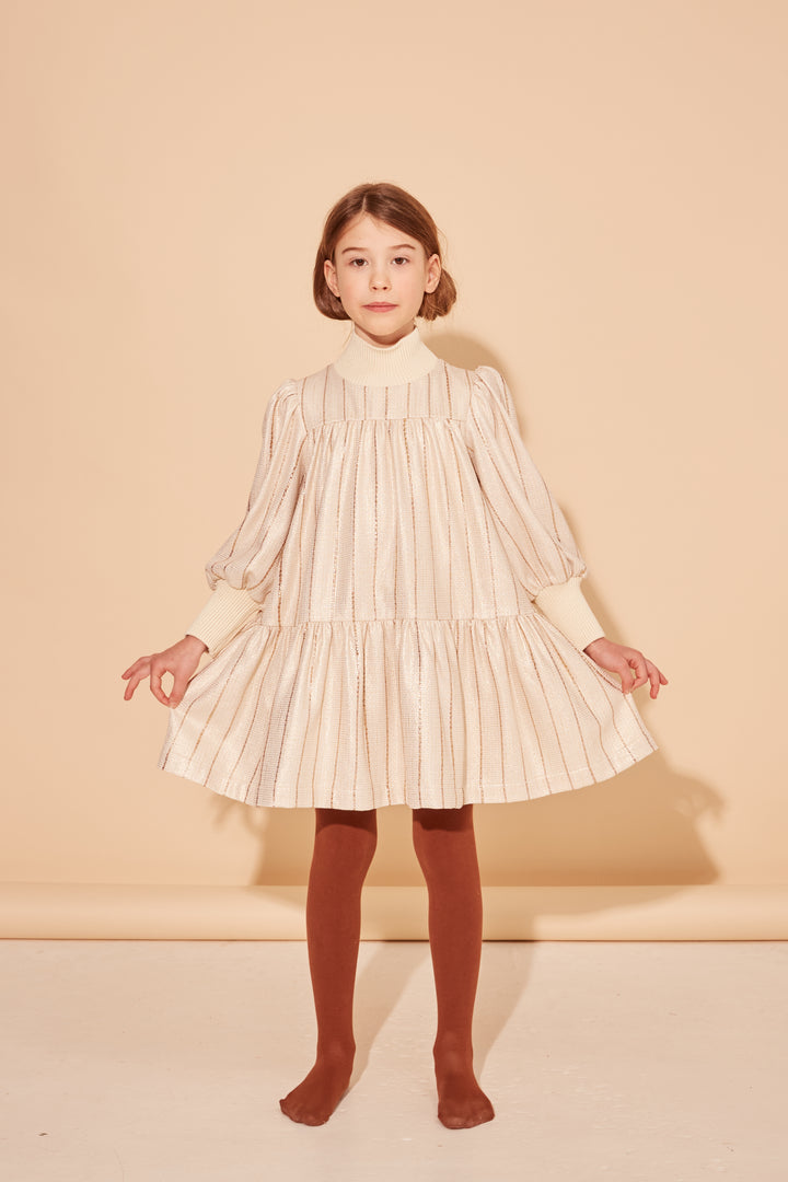 WORD OF MOUTH DRESS-CATS COAT WHITE WITH GOLD