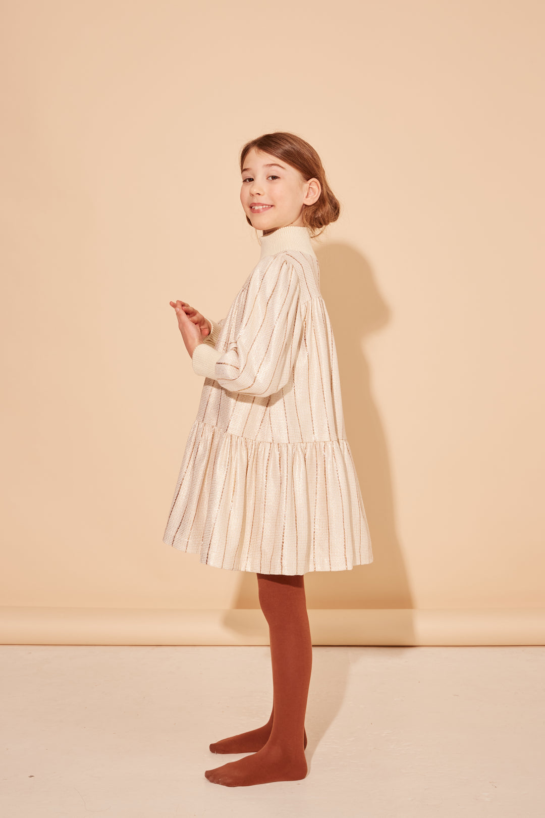 WORD OF MOUTH DRESS-CATS COAT WHITE WITH GOLD