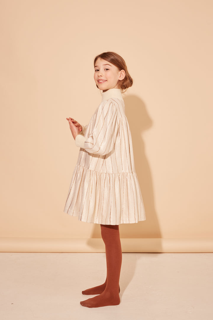 WORD OF MOUTH DRESS-CATS COAT WHITE WITH GOLD