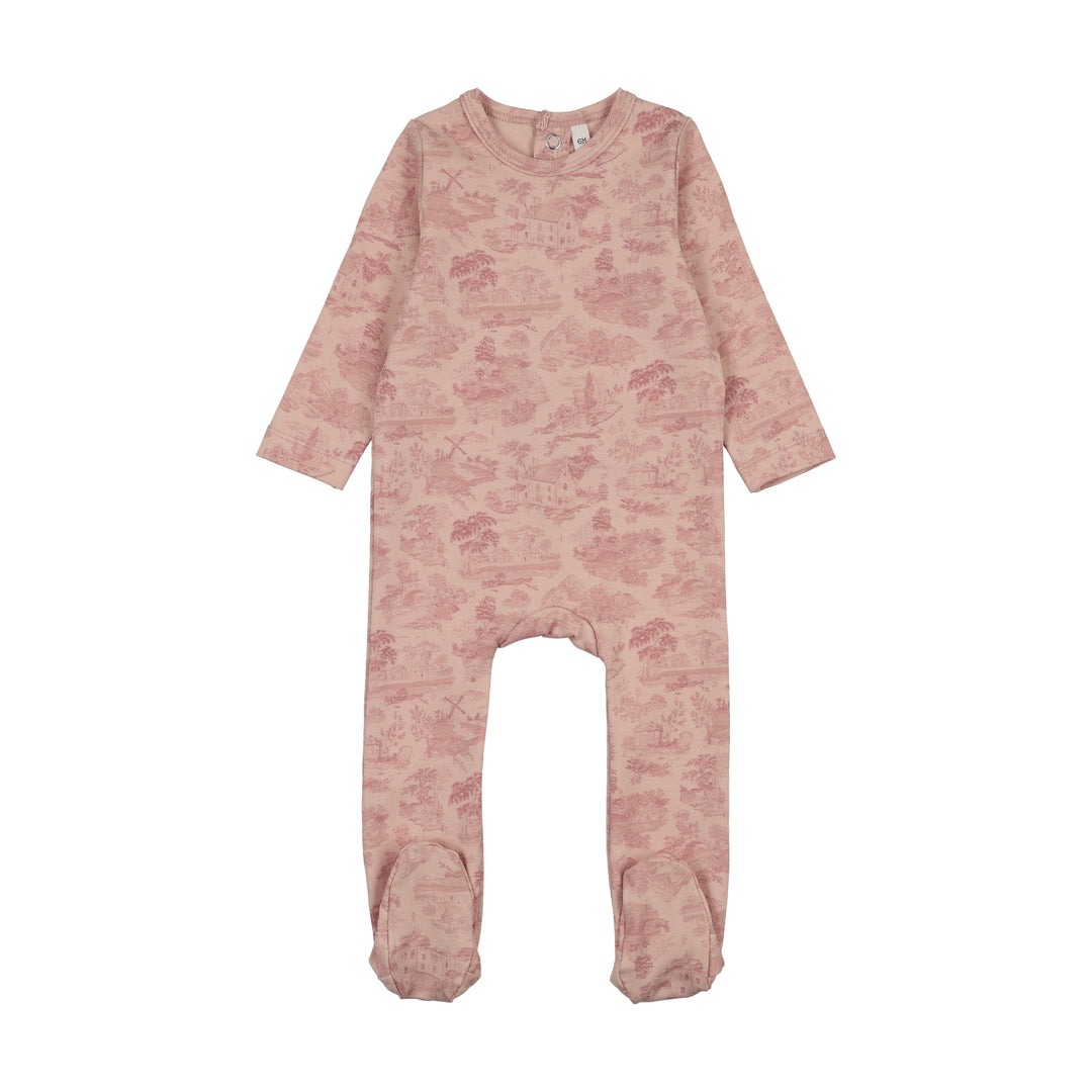 WP260040F Farmhouse (Toile) Footie - Pink
