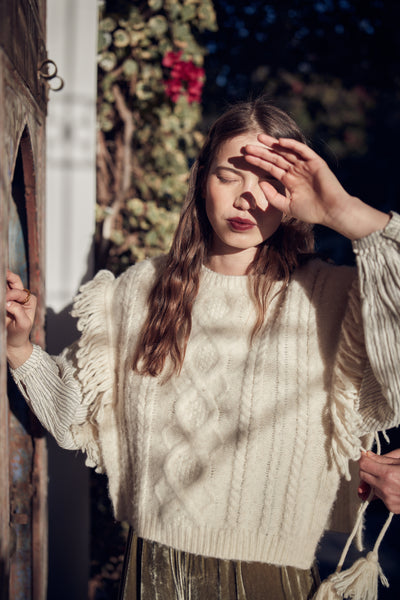 PONCHO SIGHI-Cream