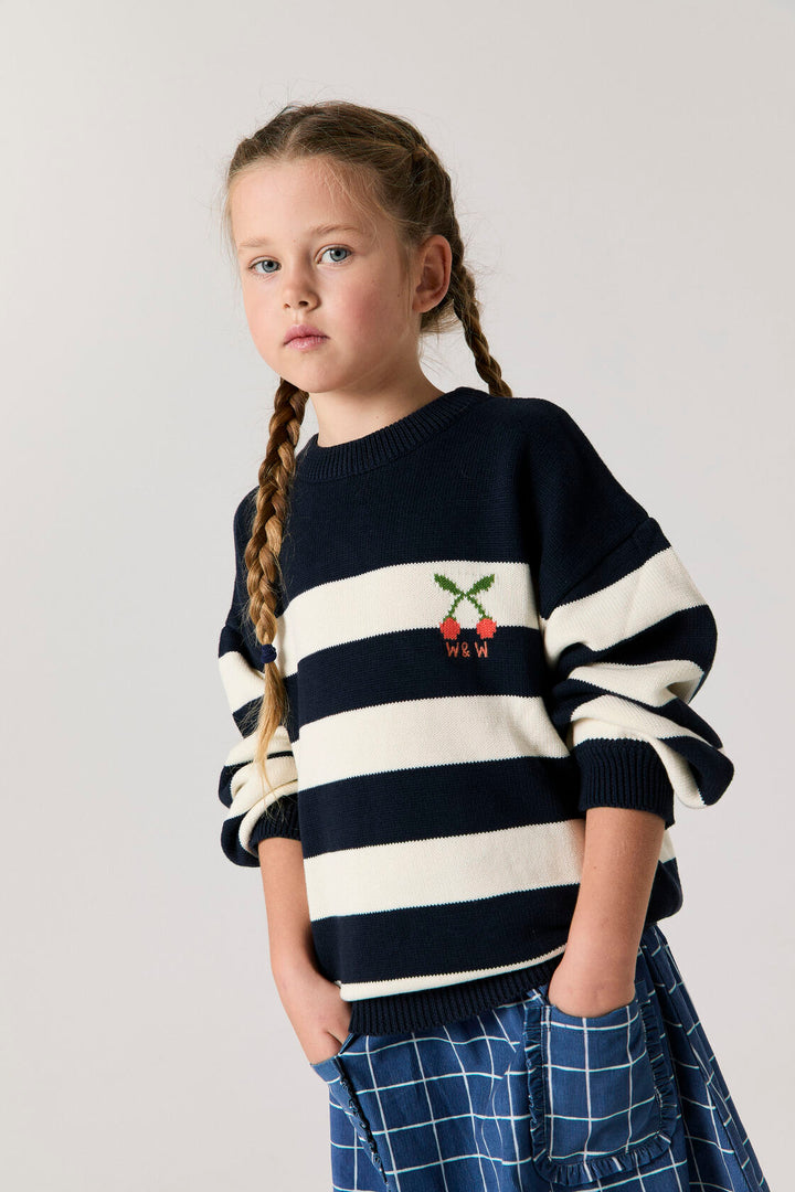 KN26216 STRIPED PULLOVER - NAVY STRIPE