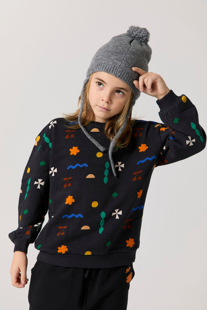 E26209 PRINTED SWEATSHIRT - BLACK QUILT