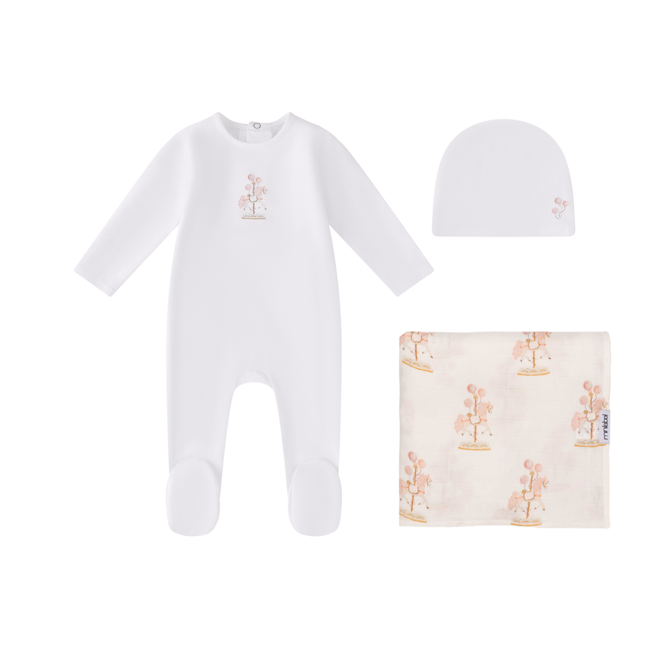 EA056-GW-S GIRLS WATER PRINT CAROUSEL SET- WHITE