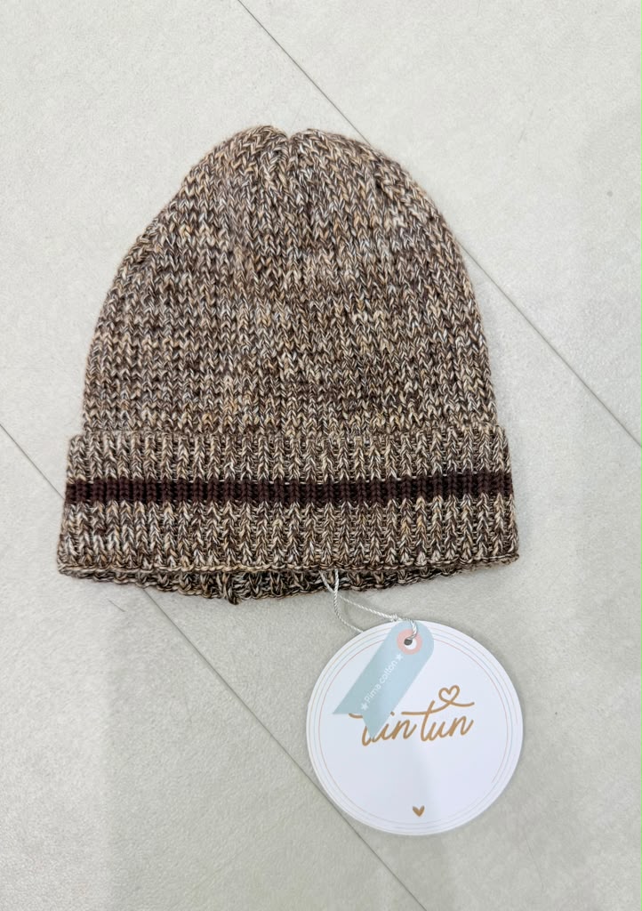 TC024DO KNITTED BEANIE - DARK PLUM/OATMEAL/NATURAL